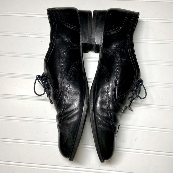 Stacy Adams Mens Sz 12 Black Leather Oxford Shoes Pre Owned Very Good Condition - Picture 2 of 6